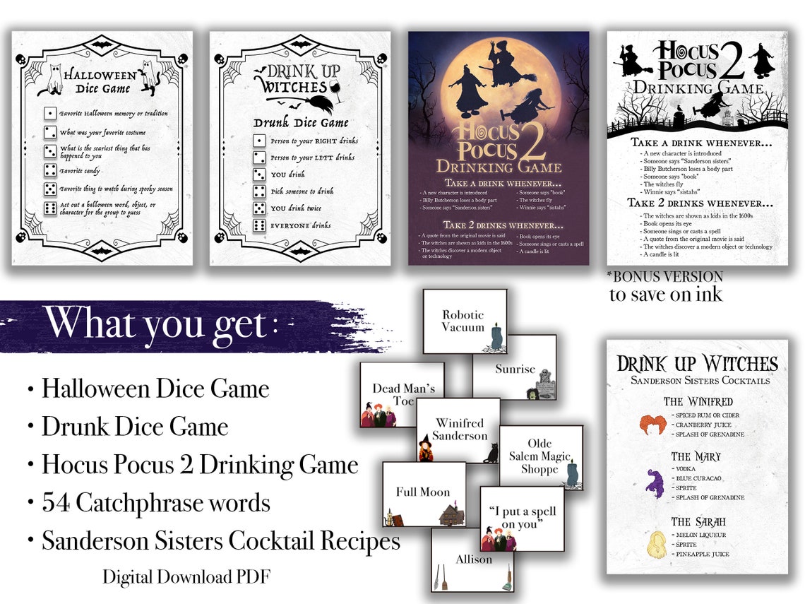 Hocus Pocus Halloween Party Games, Hocus Pocus Printable Halloween
