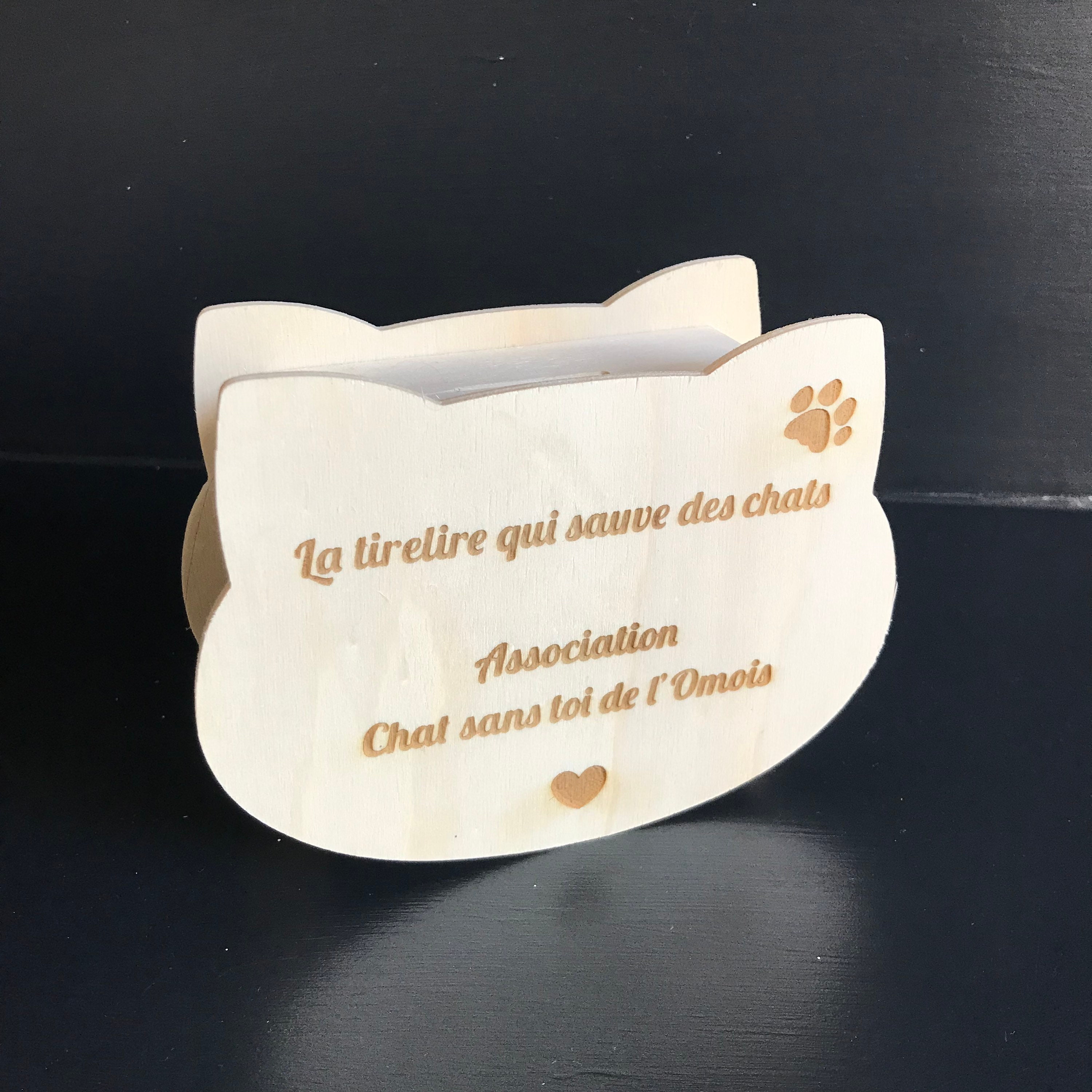 Tirelire en Bois Forme de Chat Personnalisable