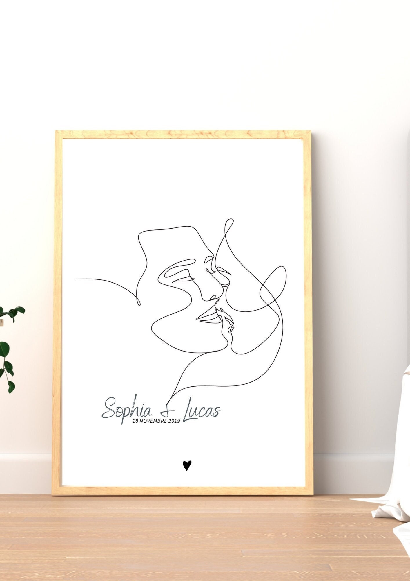 Illustration Couple, Cadeau Duo, Saint Valentin, Amour, Décoration
