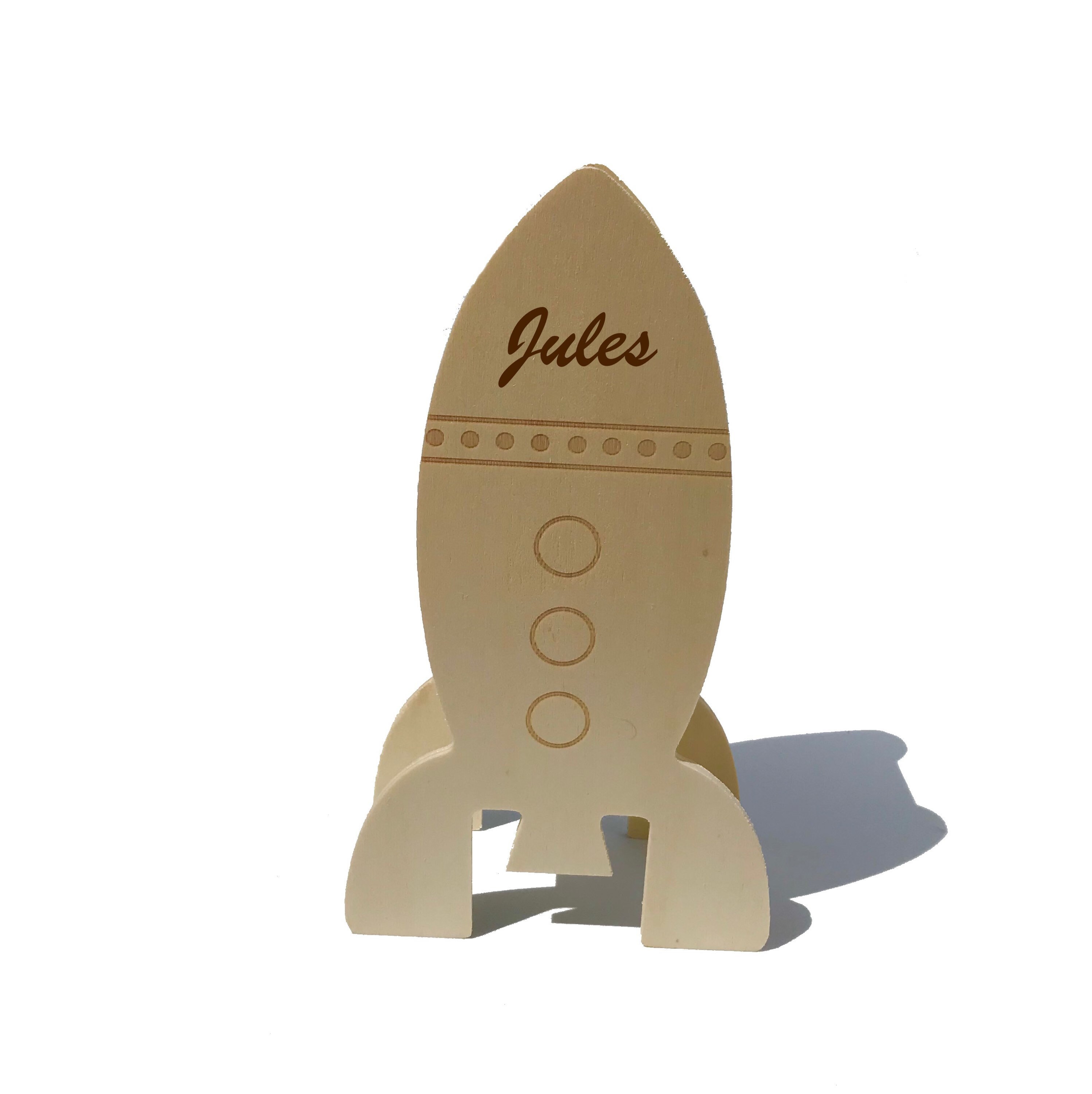 Tirelire en Bois Forme de Fusée