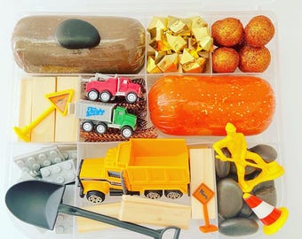 Construction Playdough Kit, Playdoh kits, Play dough for boys,Sensory Kit, toddler gift
