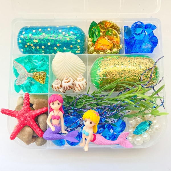 Kit de plastilina de sirena / Regalo sensorial navideño para niños / Juego de motricidad fina Montessori / Regalo para niñas / Juguete sensorial del océano