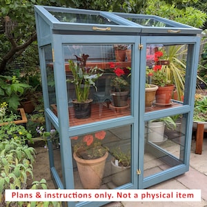 Mini Greenhouse DIY Woodworking PLANS - Instant PDF download, traditional style, 120wx60dx150h cm compact design, full instructions inc