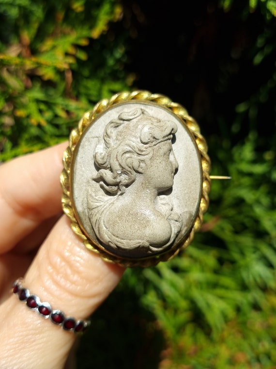 Antique Victorian era lava brooch . Goddess of lo… - image 9