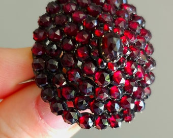 Antique Bohemian garnet- Pyrope rose cut stones Victorian brooch Circa 1850-1880. Amazing condition. Czechoslovakia! Free shipping