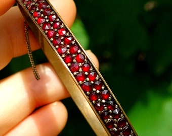 Antique Bracelet with Bohemian garnet antique  rose cut stones Tompak 2 rows