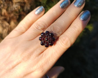 Vintage Bohemian garnet ring gold 8k  from Turnov Czech Republic big and beautiful size US 6.5 , free shipping