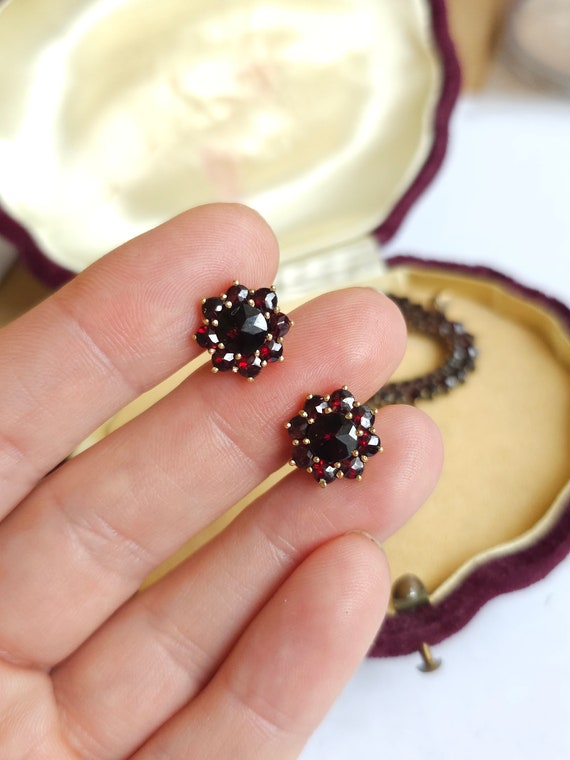 Antique Bohemian garnet Pyrope Gold NORM earrings,