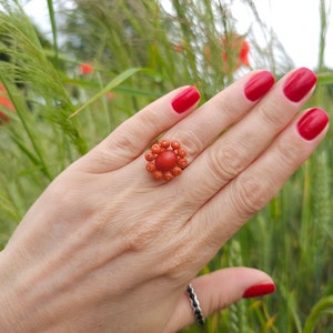 Viktorianischer antiker Ring 14k Gold 585 Mittelmeer natürliche Koralle ungefärbt unbehandeltes Altgold Schmuck Amerikanisch Größe 7 Geschenk für ihre Sammlung