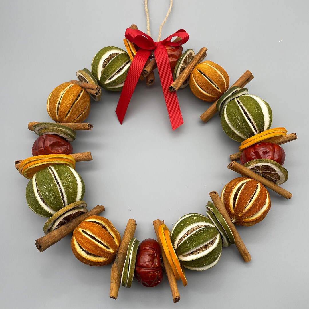Dried Fruit Wreath Christmas Dried Fruit Decoration Rustic Etsy UK