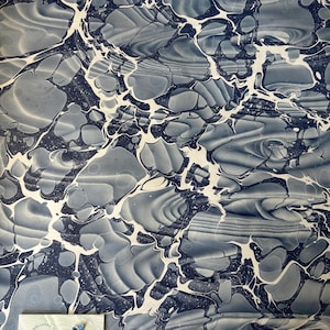 A2 Hand Marbled Paper Denim waves