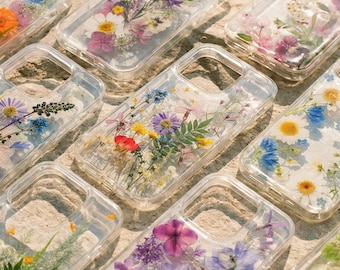 Pressed Flower Phone Case, Dried Wildflower Design, Handmade Floral Cover