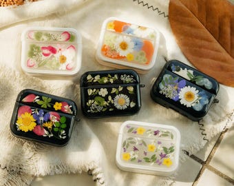 Pressed Flower Airpods Case, Handmade Wildflower Protective Cover (Airpods 2/3 Pro)