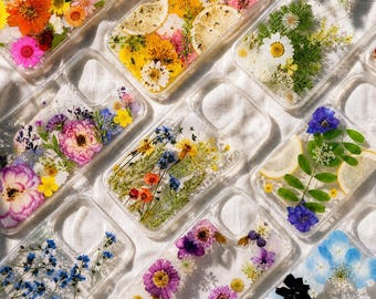 Real Pressed Flower Phone Case for iPhone 17 16 15 14 13 12 11 Pro Max X case, Samsung S23 S24 25 26 Ultra case, Google Pixel 8 9 Pro case