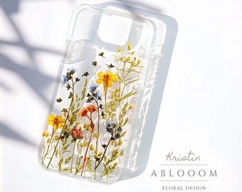 Pressed flower phone case for iPhone 15 14 13 12 11 pro max X XR 8 SE case, Samsung Galaxy S22 S23 S24 Ultra, Google Pixel 6 7 8 pro case