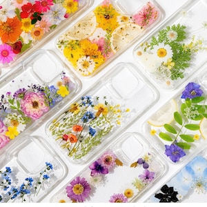 Real Pressed Flower Phone Case for iPhone 17 16 15 14 13 12 11 Pro Max X SE case, Samsung S23 S24 25 Ultra case, Google Pixel 8 9 Pro case