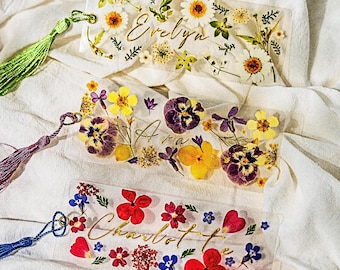 Personalized Pressed Flower Bookmark Custom Name Floral Bookmark Daisy Bookmark Gift for Reader Book Lover Gift for Her Mother Daughter Gift