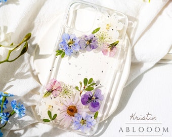 Real Pressed Flower phone case for iPhone 17 16 15 14 13 12 11 Pro Max case, Samsung Galaxy S23 S24 Ultra case, Google Pixel 7 8 Pro case