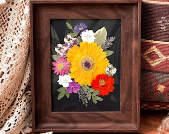 Pressed flower frame, pressed flowers art, Wedding Present, Real dried flowers, Floral Home Decor, gift for nature lover, Christmas gift