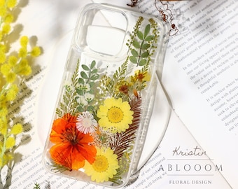 Cute Pressed flower phone case for iPhone 16 15 14 13 12 11 pro max 8 case, Samsung S21 S22 S23 Ultra case, Google Pixel 5 6 7 9 pro XL case
