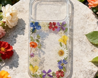 Real Pressed Flower Phone Case: Transparent Floral iPhone, Samsung, Pixel Case