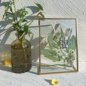 Pressed flower frame pressed flowers pressed art flower gift botanical art collage Christmas gift gift for her gift for mom