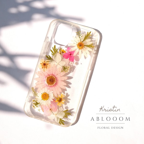 Etui na telefon z suszonym kwiatem do iPhone'a 8 X XR 11 12 13 14 15 16 Pro Max, etui do Samsunga S21 S22 S23 S24 FE, etui do Google Pixel 6 7 8 9 Pro