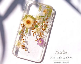 Handgemachte gepresste Blume Handytasche für iPhone 8 X 11 12 13 14 15 pro max, Samsung s21 S22 S24 fe Fall, Google Pixel 5 6 7 8 9 pro Fall
