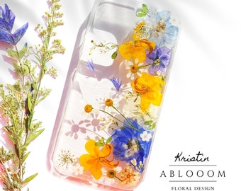 Pressed Flower phone case for iPhone 8 XS 11 12 13 14 15 16 pro max case, Samsung Galaxy A52 S23 Ultra case, Google pixel 6 7 8 10 pro case