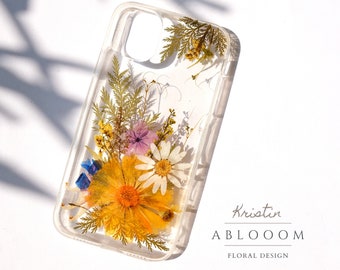 Real Pressed Flower Phone Case for iPhone 8 11 12 13 14 15 16 17 pro max case, Samsung S21 S22 S23 S24 case, Google Pixel 5 6 7 8 pro case