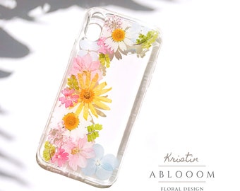 Real pressed flower phone case for iPhone 7 8 X Xs 11 12 13 14 pro max case, Samsung Galaxy s20 s21 S23 fe case, Google Pixel 5 6 7 pro case