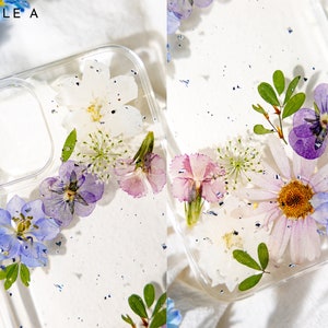 Flor prensada hecha a mano para iPhone 15 14 13 12 11 Pro Max X SE funda de teléfono, funda Samsung Galaxy S22 S23 S24 Ultra, funda Google Pixel 7 8 Pro imagen 4