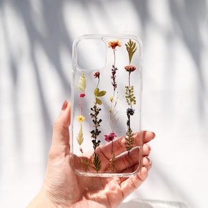 Handmade pressed flower phone case for iphone 8 xr 11 12 13 14 15 16 pro max case, Samsung S22 S23 FE case, Google Pixel 6 7 8 pro Case