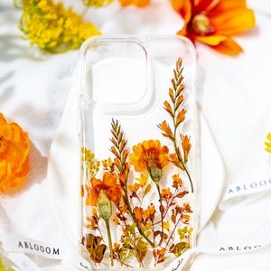 Marigold Pressed flower iPhone 14 13 12 11 pro max case X 8 7 image 9