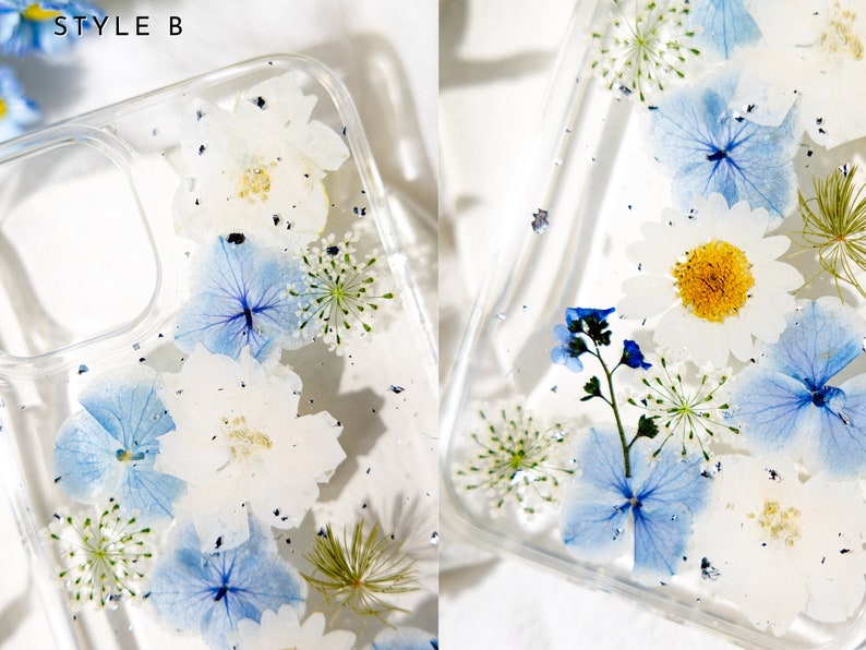 Handmade Pressed Flower for iPhone 15 14 13 12 11 Pro Max X SE phone case, Samsung Galaxy S22 S23 S24 Ultra case, Google Pixel 7 8 Pro case image 6