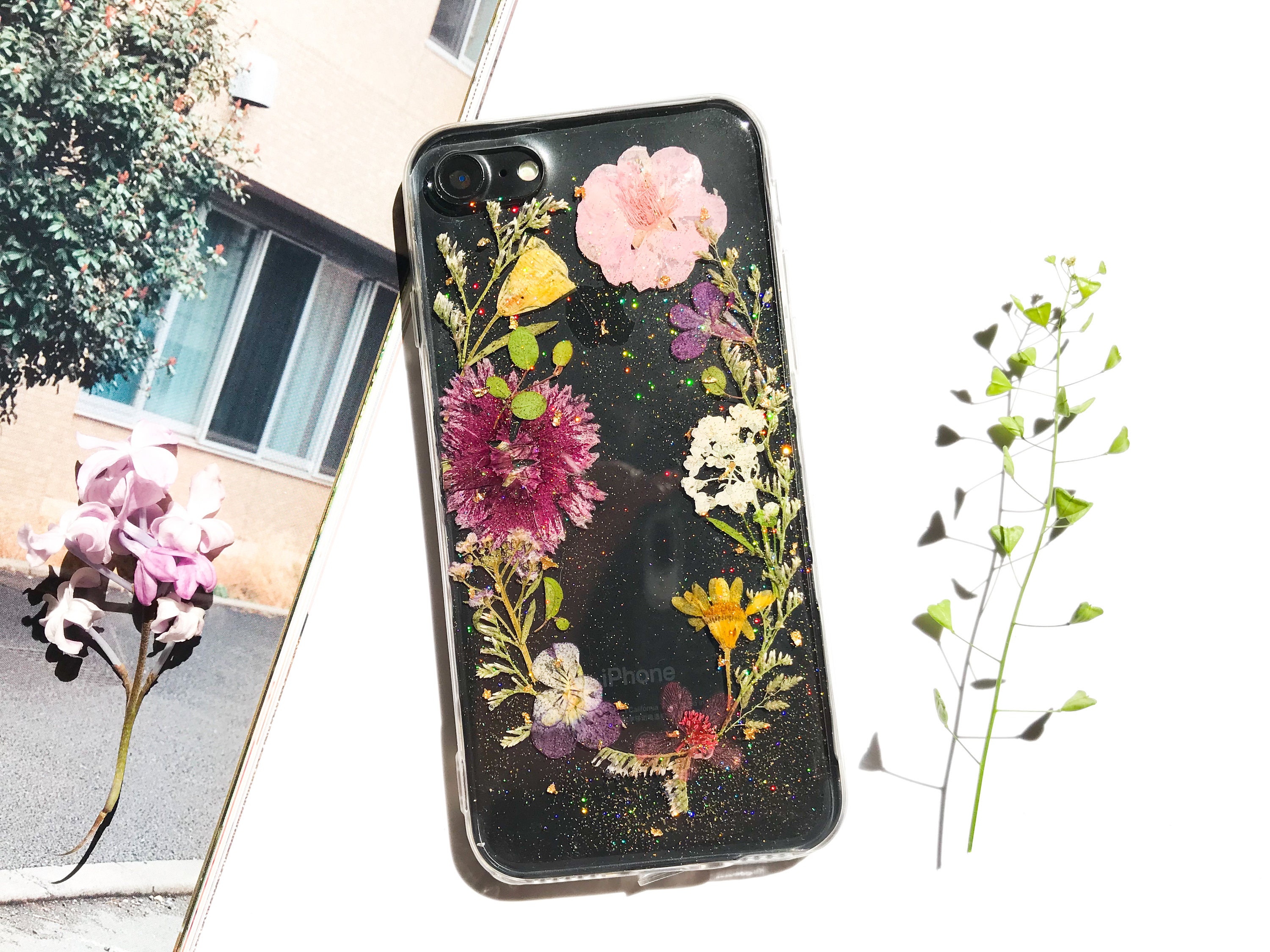 Floral Phone Case Handmade Pressed Flower Phone Case Cover Etsy