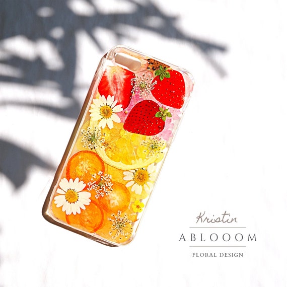 Pressed Flower Fruit phone case for iPhone 11 12 13 14 15 16 pro max case, Samsung Galaxy S20 S21 S22 fe case, Google Pixel 5 6 7 8 pro case