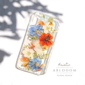 Gepresste Blume Handyhülle für iPhone 16 15 14 13 12 11 pro max X SE case, Samsung S23 S24 S25 fe Ultra, Google Pixel 4 5 6 7 8 9 pro XL case
