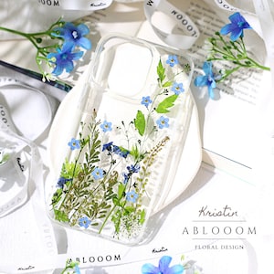 Elegante custodia per telefono con fiori pressati per iPhone 16 15 14 13 12 11 pro max X, Samsung A32 S21 22 23 Ultral, Google Pixel 6 7 8 9 Pro