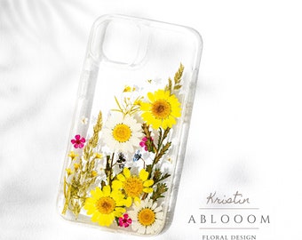 Pressed flower phone case for iPhone 15 14 13 12 11 pro max X 8 se case, Samsung A32 A52 S21 S22 S23 Ultra case, Google Pixel 5 6 7 pro Case