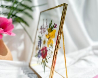 押し花フレーム、押し花アート、本物のドライフラワー、ボタニカル