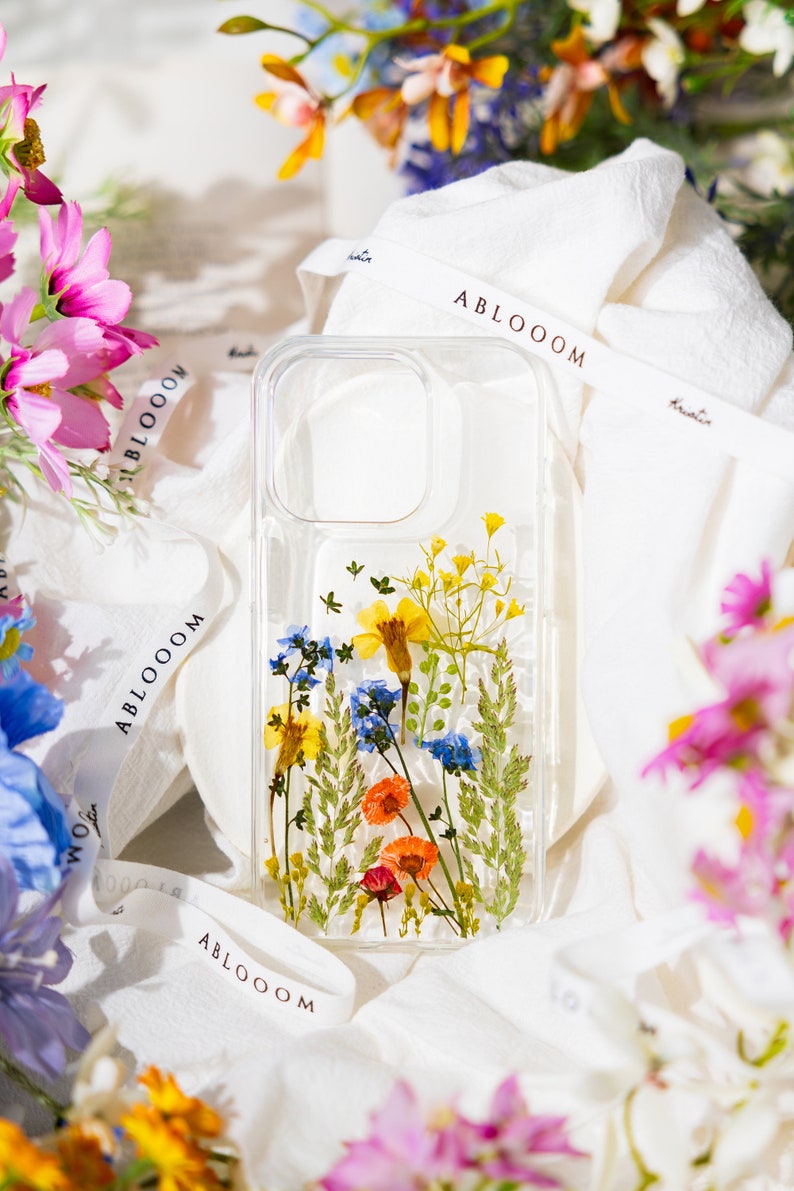 Funda de teléfono de flores prensadas para iPhone 15 14 13 12 11 pro max X XR 8 SE funda, Samsung Galaxy S22 S23 S24 Ultra, Google Pixel 6 7 8 pro funda imagen 8