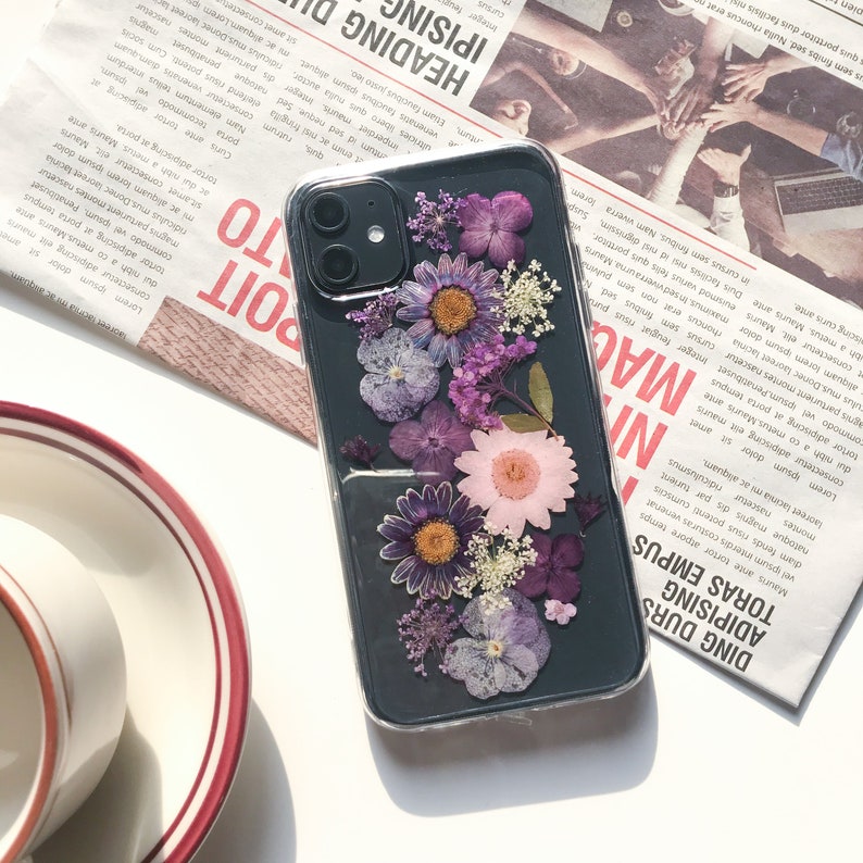 Funda de teléfono de flores reales prensadas para iPhone 15 14 13 12 11 pro max X SE 8 funda, Samsung galaxy A53 S22 S23 S24 fe, Google Pixel 6 7 8 Pro Case imagen 5