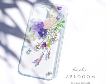 Funda para teléfono con diseño de flores prensadas para iPhone 7 8 X XR 11 12 13 14 15 16 Pro Max, Samsung S21 S22 S23 S26 Ultra y Google Pixel 6 7 Pro.