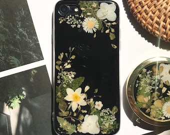 Pressed flower phone case for iphone 7 8 x 11 12 13 14 15 pro max case, Samsung A54 S22 S23 S24 S25 Ultra case, Google Pixel 6 7 8 Pro case