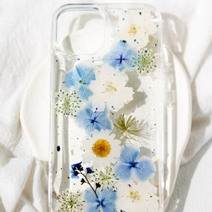 Handmade Pressed Flower for iPhone 15 14 13 12 11 Pro Max X SE phone case, Samsung Galaxy S22 S23 S24 Ultra case, Google Pixel 7 8 Pro case Style B