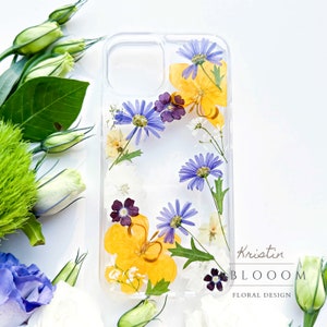 Dried pressed flower phone case iPhone 7 8 X XR 11 12 13 14 15 16 pro max case, Samsung A34 A54 S20 S21 S23 fe, Google Pixel 6 7 8 Pro case