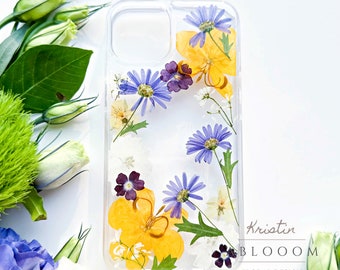 Dried pressed flower phone case for iPhone 7 8 X XR 11 12 13 14 15 pro max case, Samsung A34 A54 S20 S21 S23 fe, Google Pixel 6 7 8 Pro case