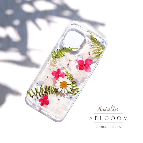 Custodia Per Telefono Con Fiori Pressati Per IPhone SE 6 7 8 Plus X XR 11 12 13 14 Pro Max, Custodia Per Samsung Galaxy S21 S22 Ultra, Custodia Per Google Pixel 5 6 7 Pro - Italia - Foto 2