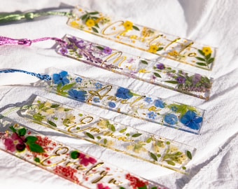 Personalized Name Pressed Flower Bookmark: Csutom Acrylic Resin Floral Bookmark